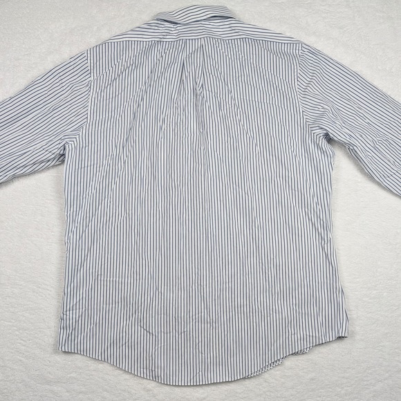 Brooks Brothers Shirt Mens XL White Blue Stripe Regent Non Iron Preppy Y2K - Picture 7 of 8